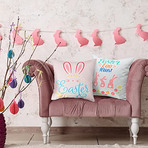 Easter Pillow Covers 18X18 Set Of 6, Easter Decorations Pillow Covers Bunny Egg Hunt Patterns Throw Pillow Covers Farmhouse Easter Decor Spring Decorative Throw Pillow Cases Easter Cushion Covers #TOP4