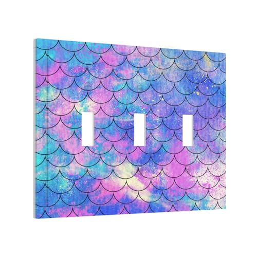 Yamxbfa YAMXBFA230805 Ocean Pastel Retro Mermaid Core 3 Gang Light Switch Covers Triple Toggle Wall Plate Decorative Switchplate Electrical Faceplate For Nursery Kidsroom Bedroom Decor thumb #1