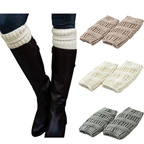 Faybox Boot Cuffs for Women Short Crochet Knitted Leg Warmers warm boot socks 1 to 8 Pairs