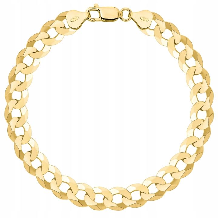 Pulsera AMAR PRAGNA de oro para hombre chapada en oro 585, pulsera de oro para hombre, pulsera de plata 925 para hombre, pulsera de hombre - joyería para hombre maciza - pulsera para hombres, 20 cm