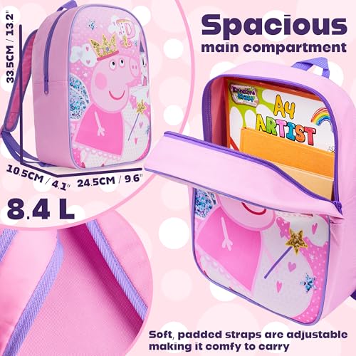Get Trend Peppa Pig Mini Backpack Kids Toddlers 13x9” Rucksack Kindergarten Bag Preschool Sports Travel Backpacks 3+ Gifts for Kids (Pink Peppa Pig)2