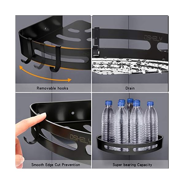 OSHELY Shower Corner Shelf, Self Adhesive Bathroom Shelves No Drilling Wall Mounted Shower Caddy Storage for Bathroom Kitchen (2 Pack, Silver) - Image 5