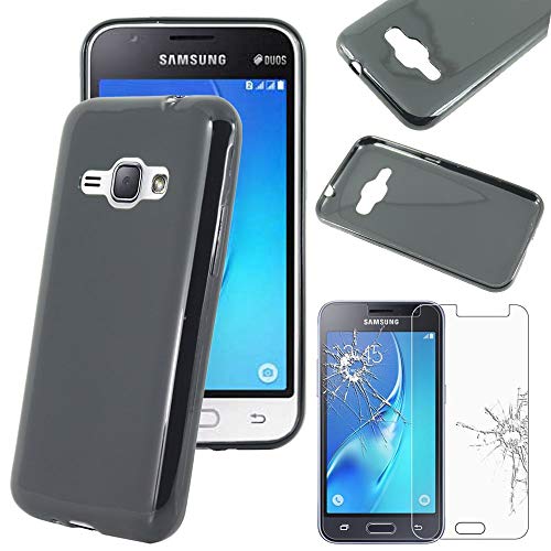 ebestStar - Funda para Samsung J1 2016 Galaxy J1 4G SM-J120F, Carcasa Silicona, Capa Protectora TPU Antigolpes, Slim Ultra Fina, Negro + Cristal Templado