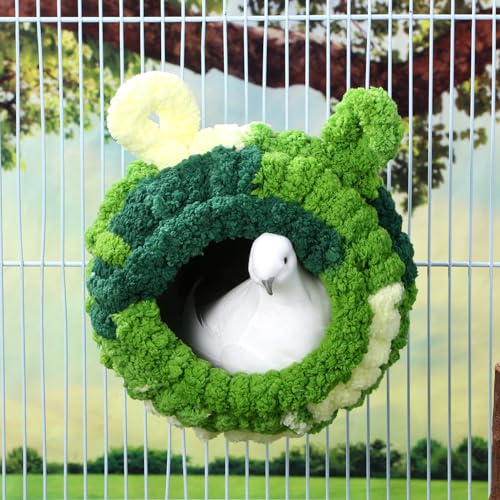 Image of GANAZONO Cozy Winter Bird Nest for Parakeets Plush Velvet Snuggle Hut with Secure Mounting for Birdcage Ideal Parrot Bed for Winter Warmth