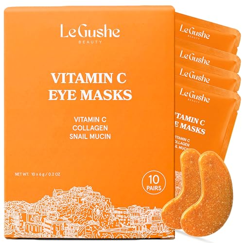 LE GUSHE Vitamin C Eye Patches with Collagen and Snail Mucin, Alo...