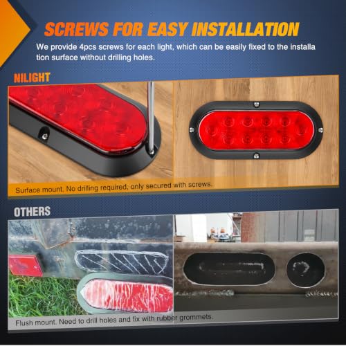 Image of Nilight LED Trailer Light Kit Oval Tail Lights with Diamond Marker Light