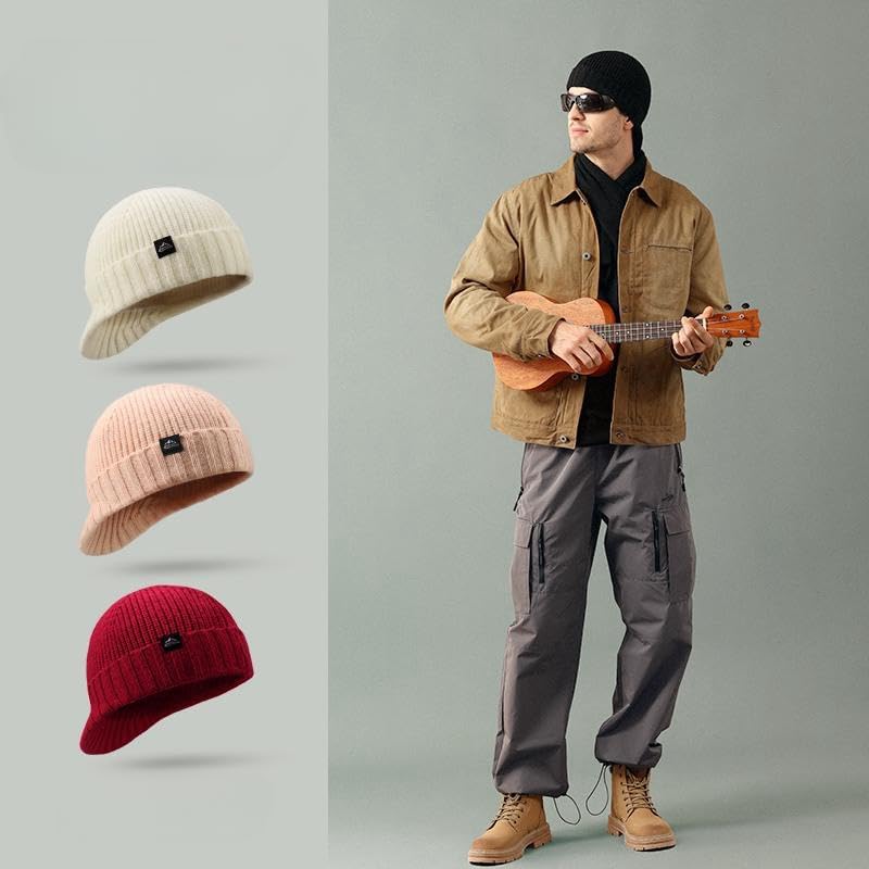 Winter Hats for Men Women - Thick Warm Stylish Knit Beanie Hat, Soft Stretch Cute Womens Winter Hats with Visor - Image 6