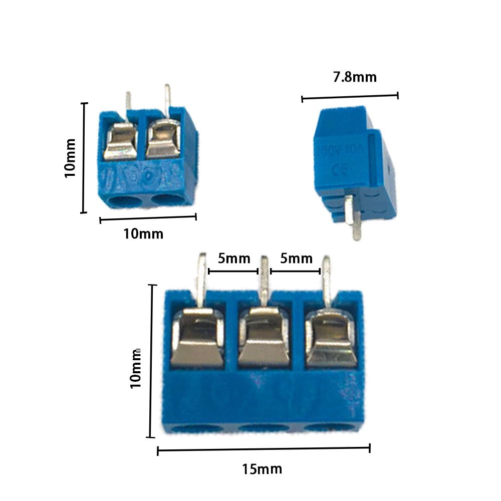 200 morsetti a vite da 5 mm, 2 pin/3 pin, PCB, morsetti a vite saldabili, 300 V, 16 A, per Arduino