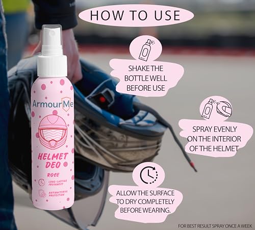 Image of Helmet Deodorizer Spray | Long-Lasting Freshness Upto 7 Days | Nano tech Spray | Eliminates Odor | Perfect for Bikers, Athletes, & Workers (Rose, 200 ML)