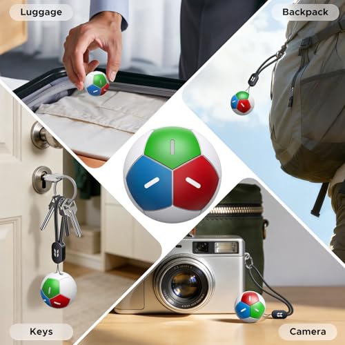 Image of UGREEN FineTrack2 Air Tracker Tags (iOS Only),Soccer-Shaped Key Finder Compatible with Apple Find My,7-Year Battery Life Bluetooth Tracker for Bags and More,Tri-Color