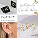 Gold Stud Earrings for Women Trendy, Small Huggie Hoop Cartilage Studs Jacket Stack for Multiple Piercing, Hypoallergenic Cute Fashion Accessories Jewelry Gifts Set
