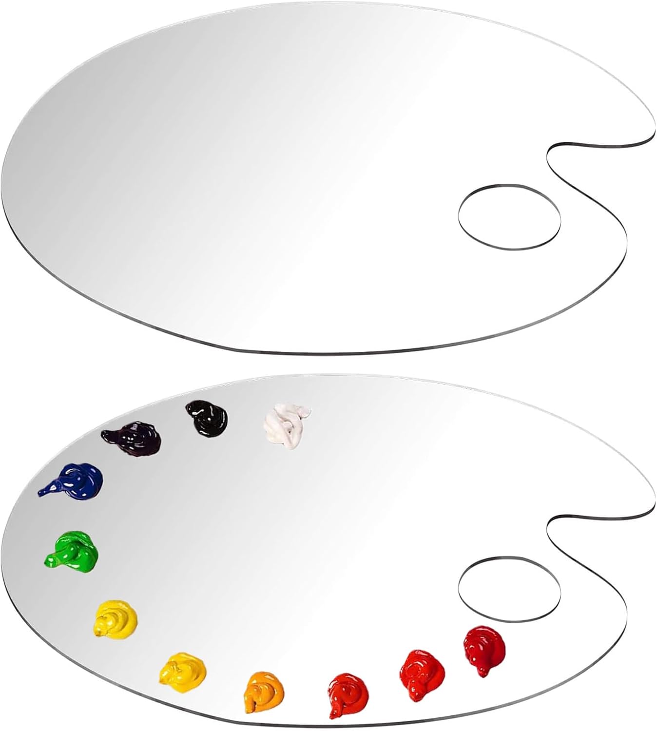 2 Pcs Clear Acrylic Paint Palette,Acrylic Artist Paint Palette,Oval