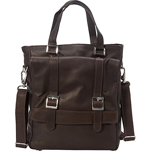 Piel Leather Bolsa de ombro com aba de fivela, Bolsa de ombro com aba e fivela, Chocolate, One Size