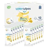 WaterWipes Plastic-Free XL Bathing Wipes for toddlers & babies, 99.9% Water Based Wipes, Unscented & Hypoallergenic for Sensitive Skin, 192 Count (12 pack), Packaging May Vary