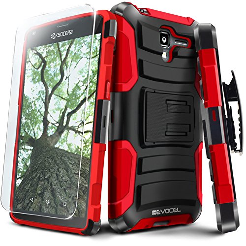 Evocel Generation Series Phone Case Compatible with Kyocera Hydro View (C6742), Hydro Reach (C6743), Hydro Shore featuring HD Screen Protector and Belt Clip Holster, Red Evocel Generation Series Phone Case Compatible with Kyocera Hydro View (C6742), Hydro Reach (C6743), Hydro Shore featuring HD Screen Protector and Belt Clip Holster, Red