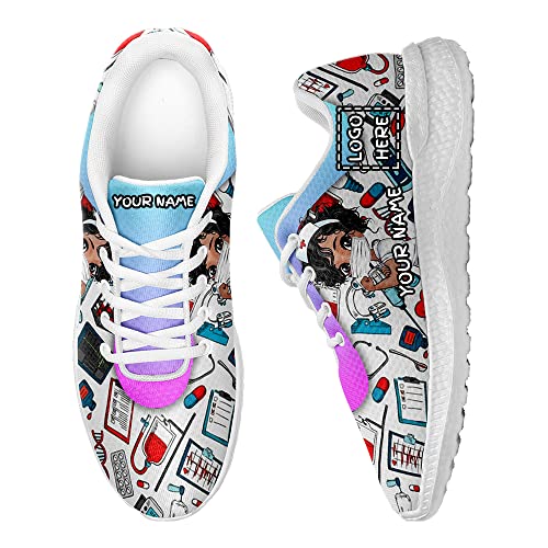 Custom Nurse Sneakers with Name,Comfortable Nursing Shoe Non-Slip Lightweight Casual Lace Up Sneakers for Women,Men,Doctors2