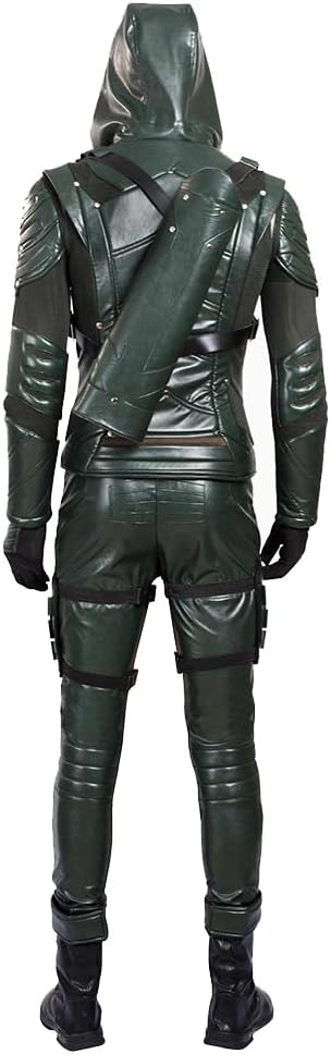Adult Men Green Arrow Costume Oliver Queen Jakcet Pants PU Leather Battle Uniform Halloween Cosplay Outfits - Image 3