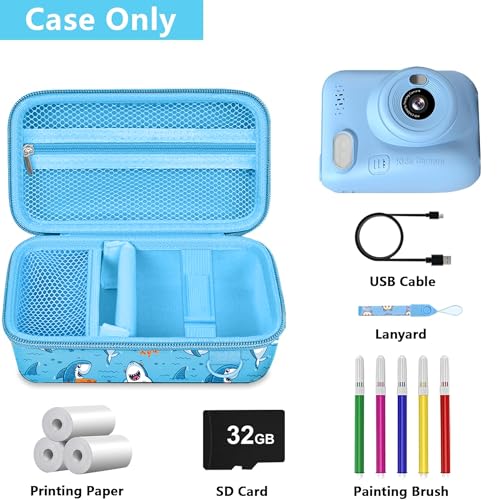 Image of Leayjeen Kids Camera Case Compatible with Dylanto /GKTZ /HiMont /CAMCLID /ESOXOFFORE Kids Instant Print Camera, for 1080P Printed Photos,Christmas Gifts and Birthday Gifts for Kids-Blue Sharks(Case Only)
