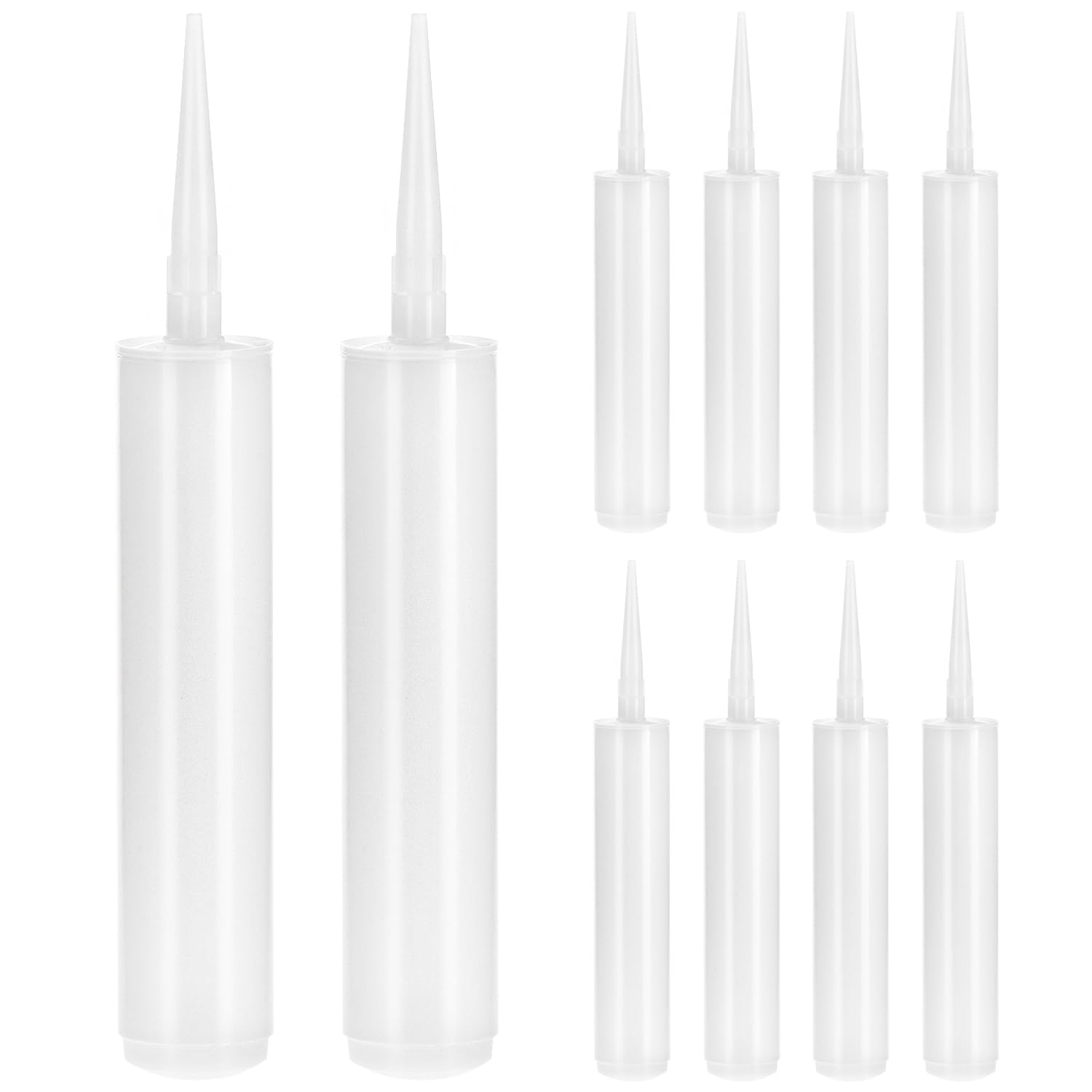 QWORK Empty Caulking Sealant Tubes - 11 Oz Capacity Each, 10 Pack Reusable Plastic, for Standard Caulking Guns
