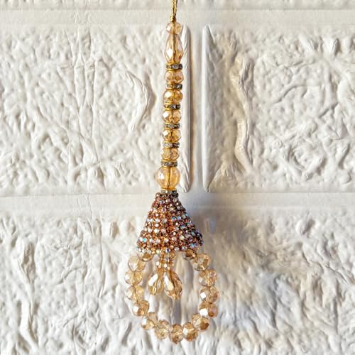 Image of Adikala Craft Store Handmade Ethnic Latkan Tassel Set of 2 for Saree Pallu, Blouse, Suits, Dupatta, Lehenga Decor (Golden D5)