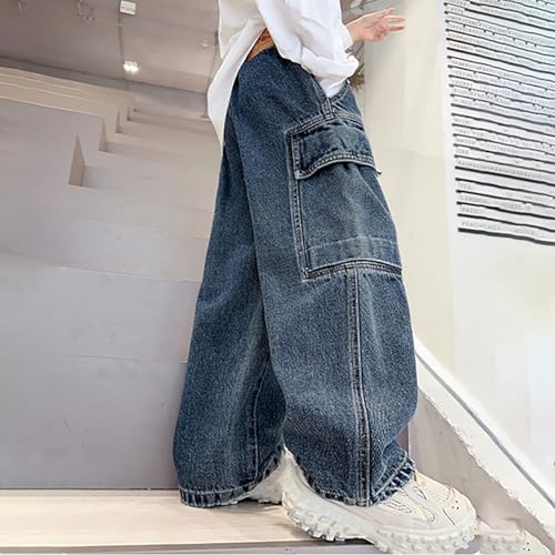 Pantalones cargo de niño vaqueros rectos cómodos de otoño e invierno con elástico 2