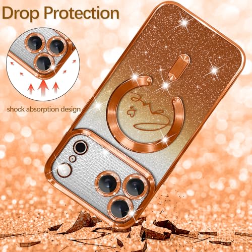 Image of ZIYE Magnetic Case Designed for iPhone 17 Pro Glitter Case-Orange