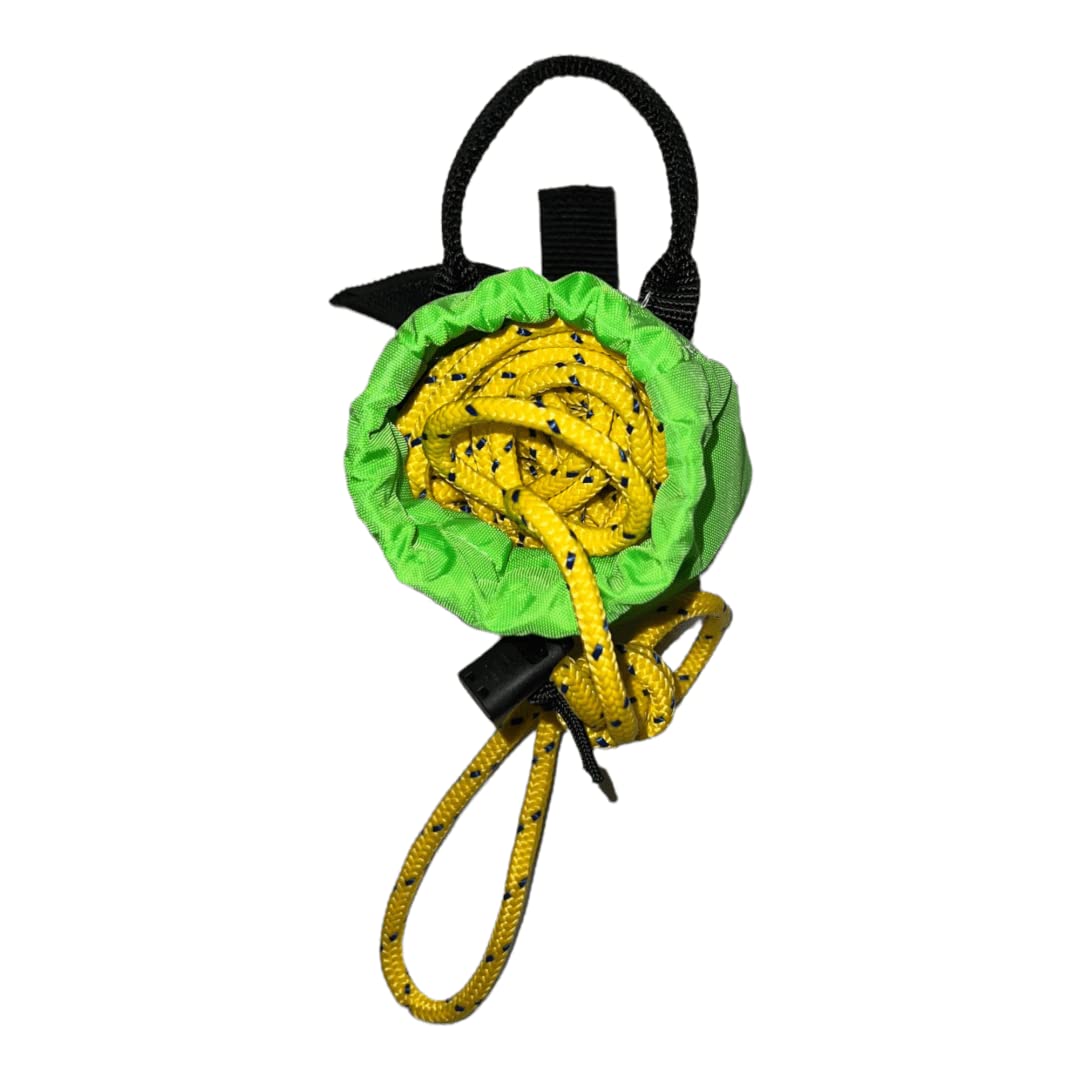 RNR Urban Micro Throw Bag - Professional Water Rescue Device - 30ft Sterling UltraLine Rope with 2,495 lbf Strength, High-Visibility Neon Green Bag, PFD Compatible with Velcro Straps, Compact Design