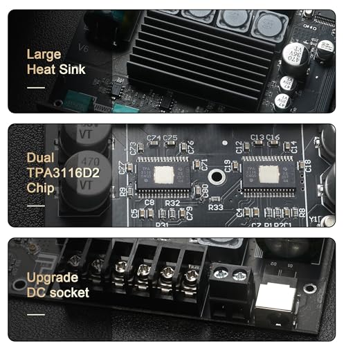 Image of DAJUNGUO ZK-TB21 Power Amplifier Board Bluetooth5.1 TPA3116 Chip with Subwoofer 2.1 Channel 50WA-2+100W, DC 12-24V Bluetooth and AUX Inputs