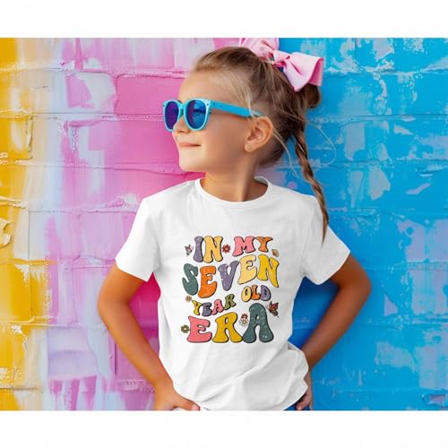 MODNTOGA Toddler Birthday Girl Shirt in My 1-7 Year Old Era Graphic T-Shirt Kid Girls B-Day Party Tee Short Sleeve Summer Top3