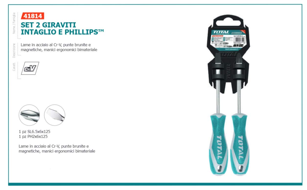 MR LIGHT TOTAL 2 Pieces Screwdriver Set -Chrome Vanadium (Cr-V) High Durability