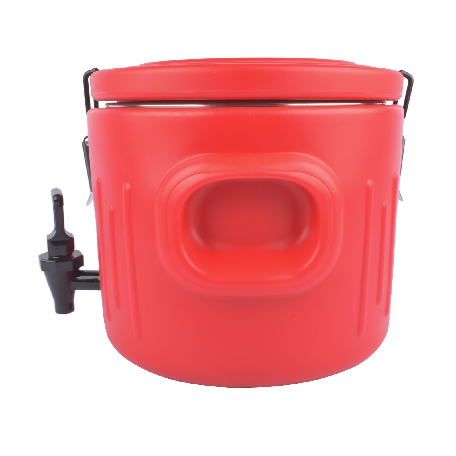 2.6 Gallon Insulated Beverage Dispenser, Portable Water Cooler with 304 Stainless Steel Interior and Spout, Ice and Hot Drink Dispenser with Handles, Outdoors Water Jug for Camping Party Sports, Red