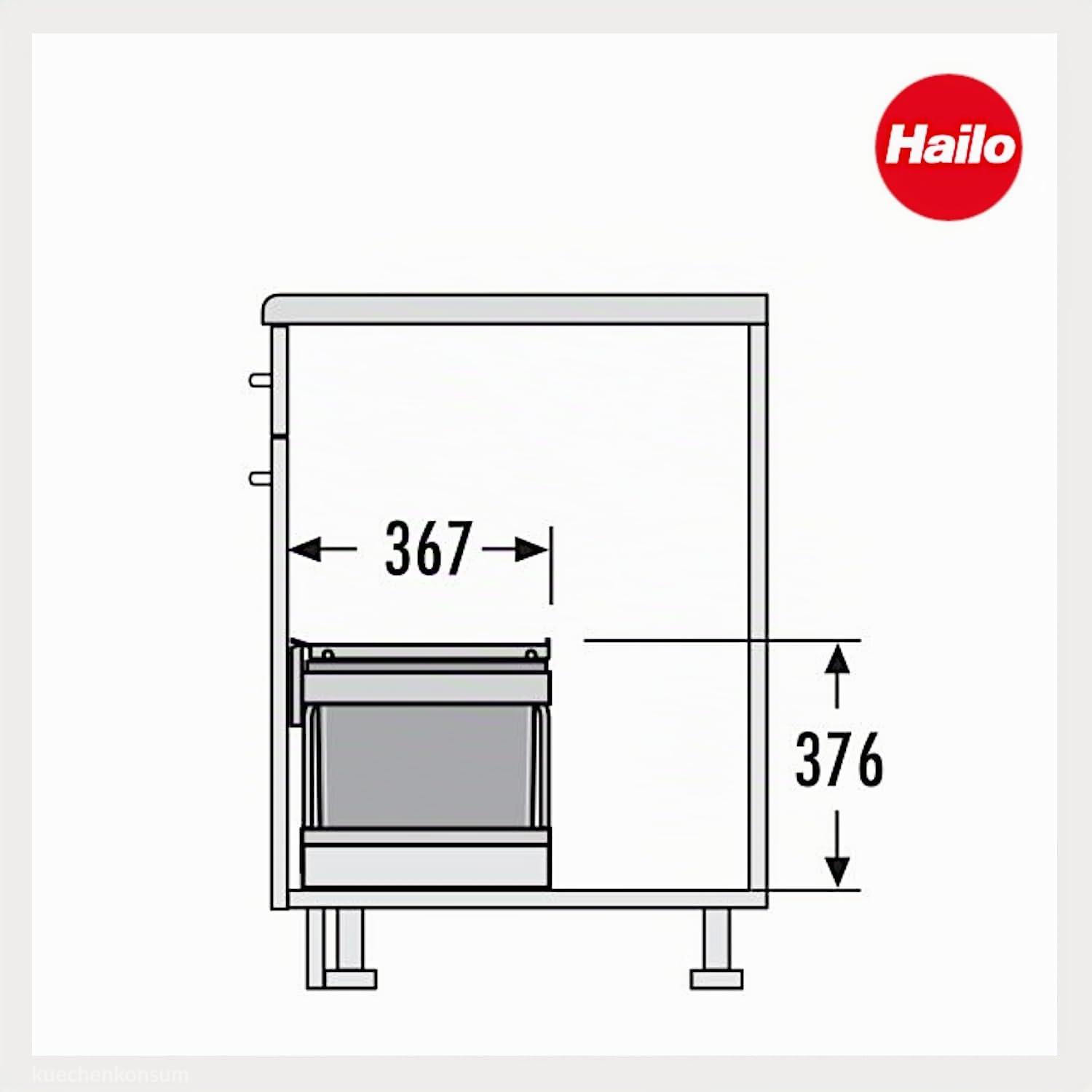 Hailo Abfallsammler 3644801 TR Swing 60.2/30M Recogedor, Gris, 36.7 x 55.6 x 37.6 cm