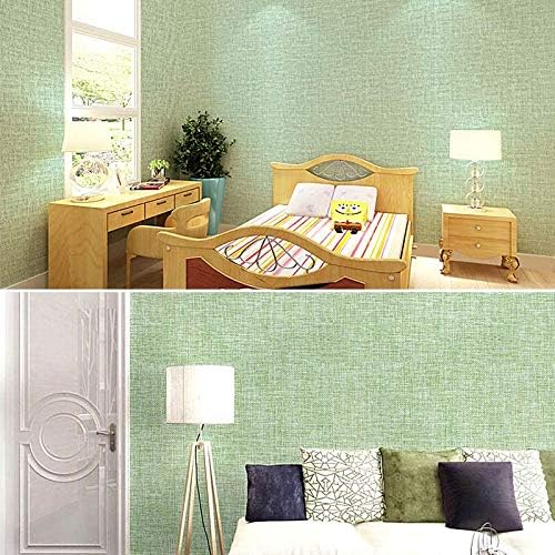 Grasscloth Wallpaper Green Textured H2MTOOL Removable Self Adhesive Peel and Stick Wallpaper for Room Cabinet Countertops Decor (17.7” x 78.7”, Green Grasscloth)