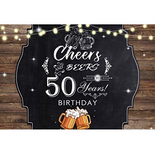 Laeacco 10x8ft 50 Years Old Birthday Backdrop Happy 50th Birthday Vinyl Background