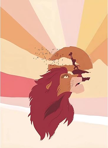 Kits de pintura de diamantes de rey león para adultos kits de arte de diamantes de puesta de sol con taladro completo 5D kit de pintura de diamantes