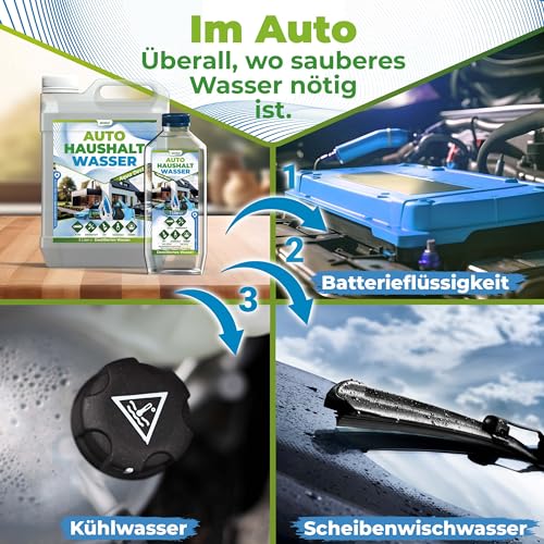 Qindoo Destilliertes Wasser Auto Haushalt, Aqua Dest (1 Liter)