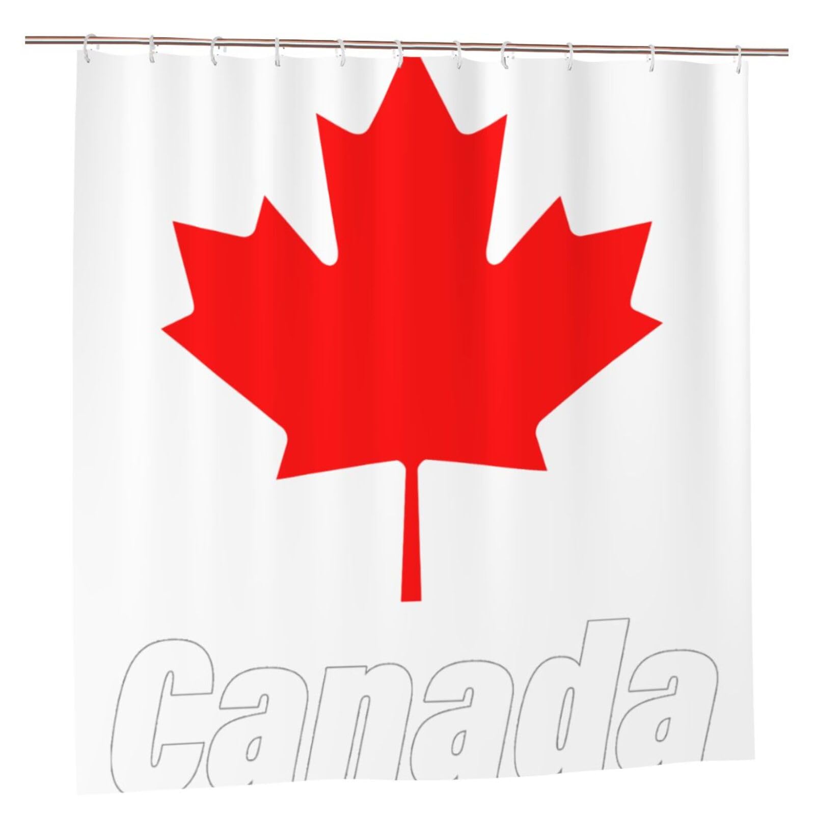 Oudrspo Canada Maple Leaf Pattern Unique Designer Artwork Shower Curtain 72x72 Inch - Polyester Bathroom Decor with Metal Grommets