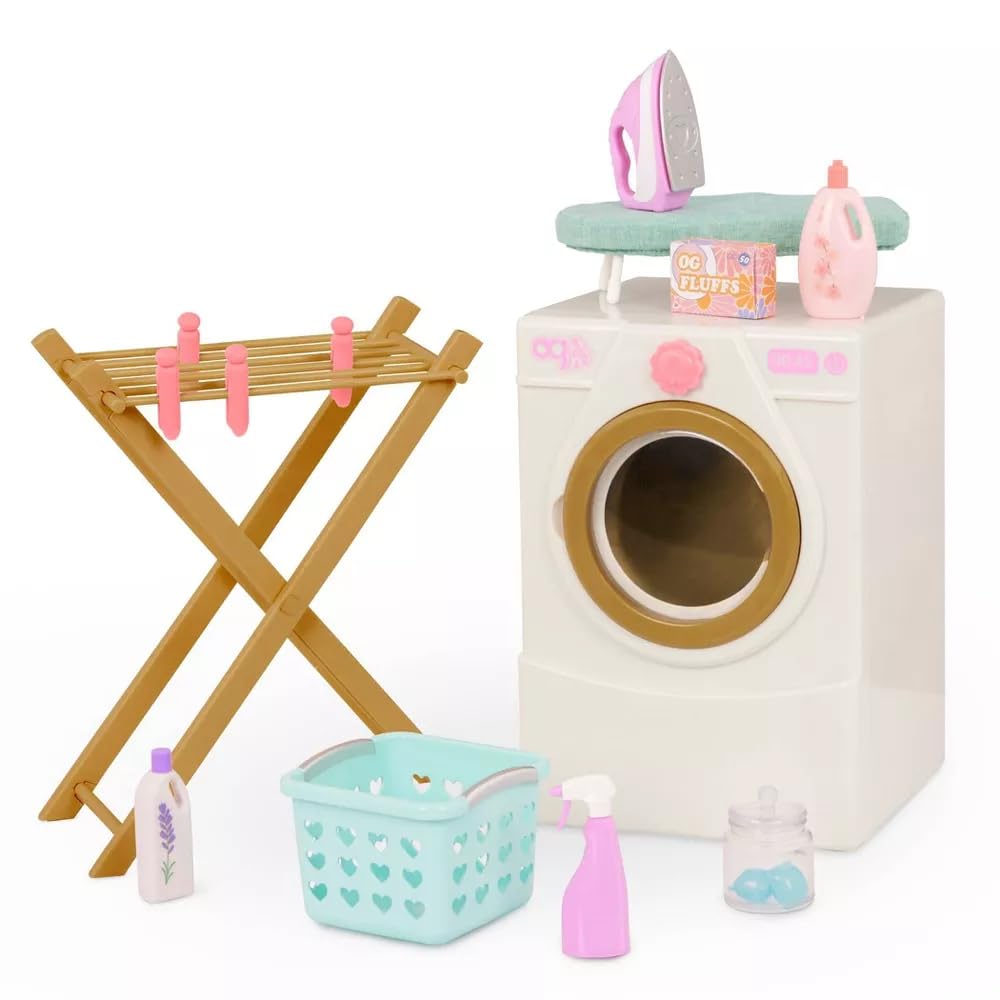 Our Generation18 Doll Laundry Set Tumble And Spin Washer Hamper
