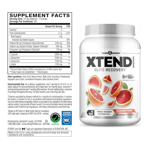 Image of Xtend Original BCAA Powder 7g BCAA and 2.5g L-Glutamine, Sugar Free Post Workout Muscle Recovery Drink with Amino Acids for Men & Women, 90 Servings