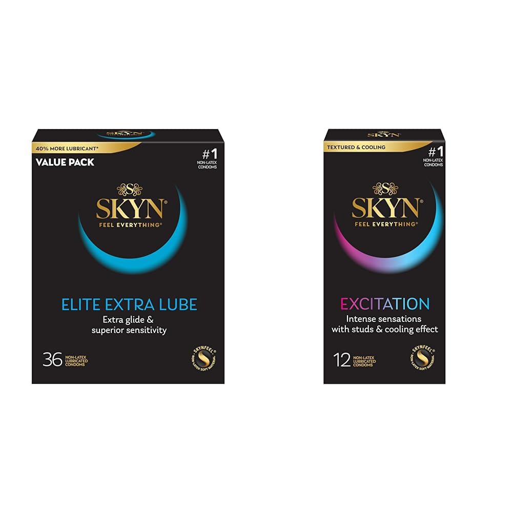 Elite Extra Lubricated 36 Count and SKYN Excitation 12 Count Lubricated Latex-Free Condoms