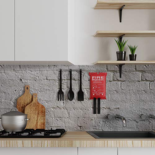 4-Pack Fire Blanket - Fiberglass Fire Blanket Fire Suppression Blanket - Fire Blankets Emergency for People - Fire Safety Blanket with Emergency Whistles - Fireblanket for Kitchen, Home