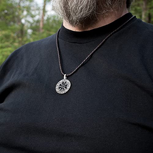 Viking Compass Vegvisir Pendant Necklace Sterling Silver 925 Amulet Talisman in Norse Runes Circle - Celtic Pagan Nordic Jewelry Gifts for Men Women - Handmade3