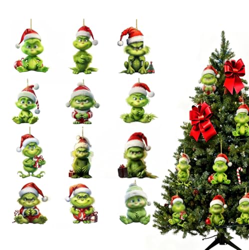 12 Stück Grinch deko weihnachtenanhänger, Grinch...