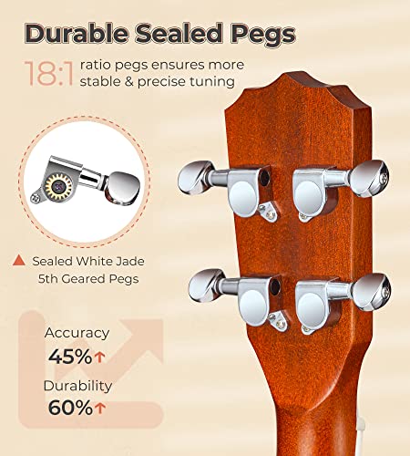 Image of Vangoa Banjolele 23 Inch with Premium REMO Head, Travel Mini Banjo Uke 4 String Banjo Ukulele Beginner Kit with Armrest, Concert Mohagony for Teens Beginners