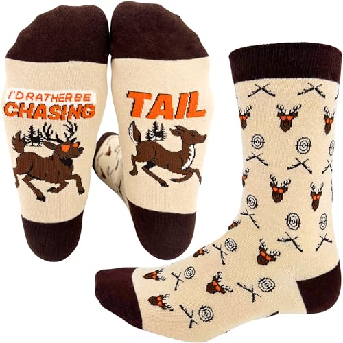 I'D RATHER BE CHASING Funny Hunting Socks for Men, Novelty