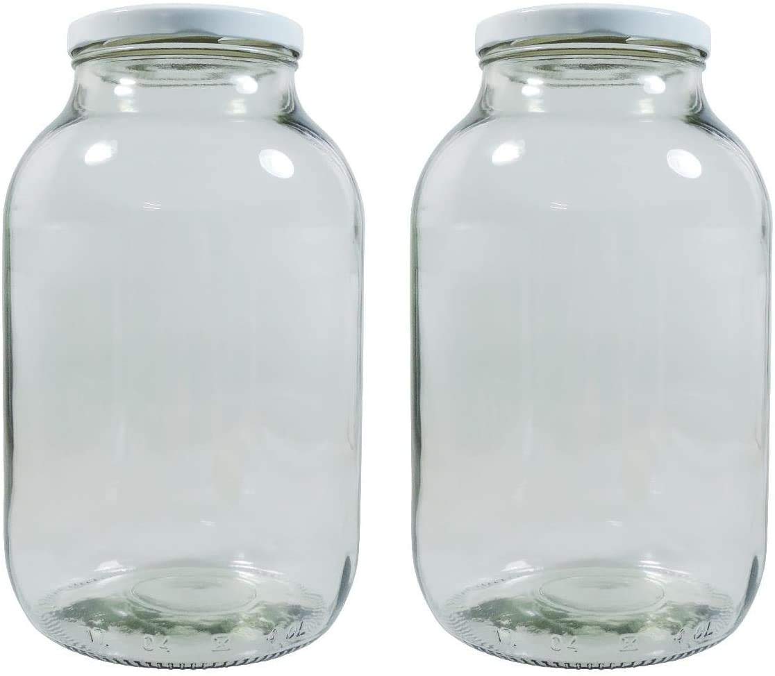 Buy mikken 2 x Preserving Jars 2000 ml with Screw Cap, Storage Jar
