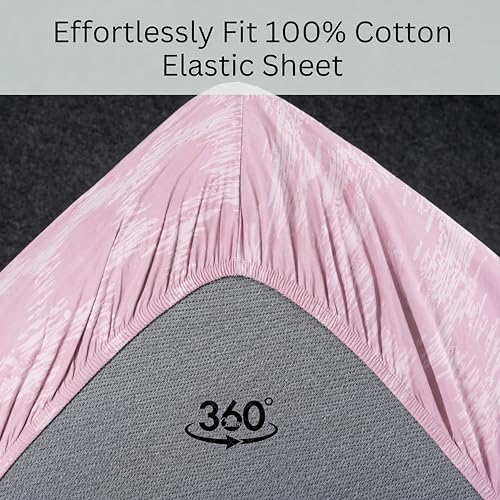 Image of Amazon Brand - Umi Cotton Elastic Fitted Bedsheet, King Size 78x72 Inches, Elastic Fit Bed Sheet, 10 Inch Deep Pocket, Soft Breathable Bedding, Durable Easy Care, with Pillow Cover-Glitch Aura