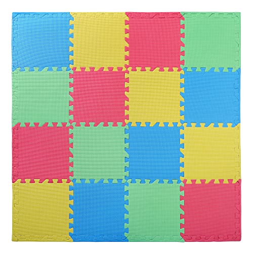 Nicunom 16 Tiles Kid's Puzzle Play Mat, Foam Mats Solid Foam Floor Mats, EVA Interlocking Puzzle Exercise Mats for Kids Children, 12" x12"