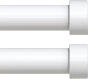 2 Pack Curtain Rods for Windows 28 to 48 Inch(1.5-5 Feet),White 1'' Diameter Drapery Rods with End Cap Style Design,Modern Adjustable Heavy Duty Curtain Rod,Size:30''-60''