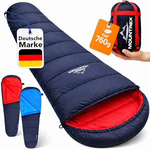MOUNTREX Schlafsack Sommer 10°C / 20°C - Kleines Packmaß & Ultraleicht (760g) -...